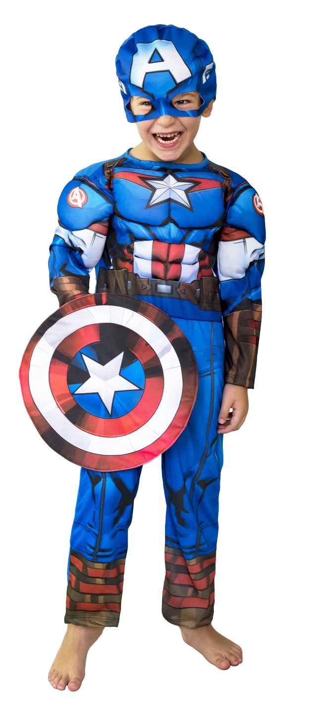 silbar exceso Conquistador Disfraz Capitán América con músculos Marvel