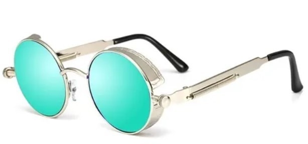 Oculos de Sol Redondo Carbon C/Proteção Uv400 - Azul C/Prata