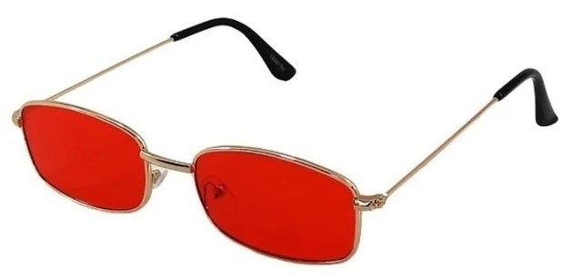 Óculos de Sol Retrô Vintage Retangular C/Proteção Uv400 - Vermelho