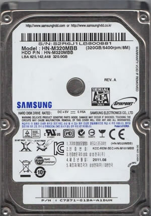 EXXA venta de DISCO RIGIDO SAMSUNG 320GB NOTEBOOK 8MB 5400RPM SATA