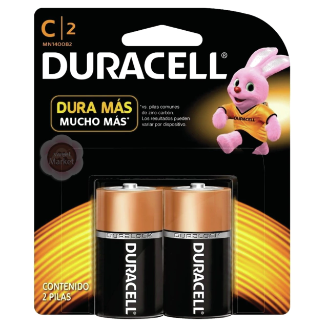 Pilas Duracell alcalina C2 pack x2 - Sweet Market