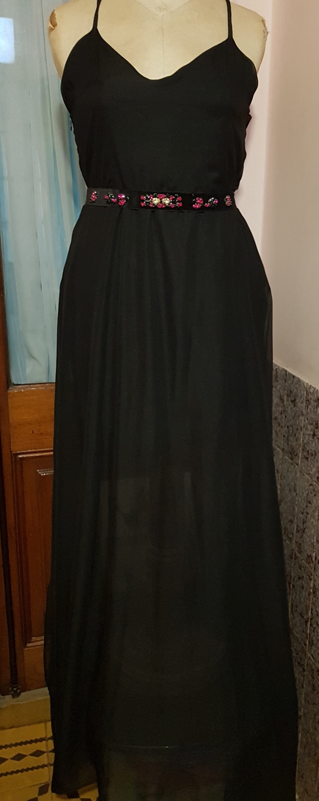 Vestido Negro de gasa - Mercería Mayorista Costuras