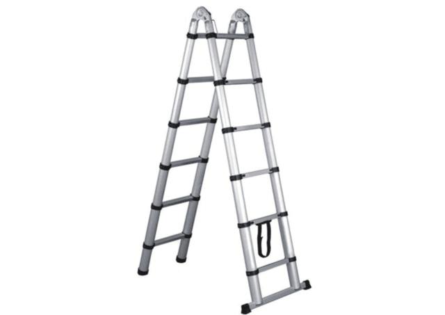 Escalera Aluminio Telescópica Tijera 2x6 Escalones 3.80mts