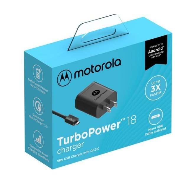 Cargador Motorola Micro USB Original Turbo Power 18W
