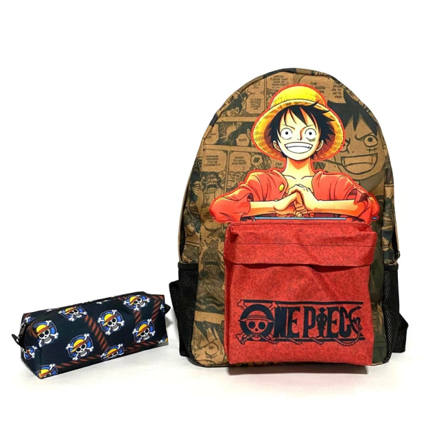 Kit mochila e estojo - One piece luffy personagem anime desenho tamanho  grande padrão escolar e viagem