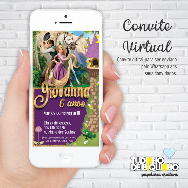Convite Virtual Rapunzel - Tudinho de Biquinho