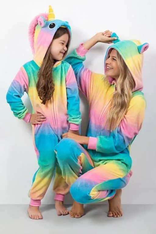 Pijama De Nena Mono De Plush Peluche Unicornio Multicolor