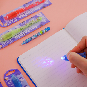 Bolígrafo tinta invisible reactiva a luz ultravioleta