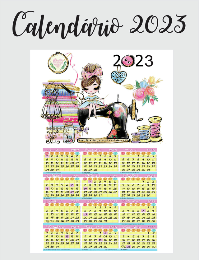 Calendário 2023 Personalizado Loja de Roupas Croche