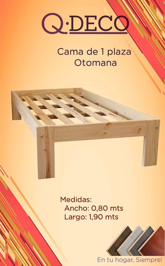 Cama 1 Plazas Otomana 0.80 x 1.90 Mts - Qdeco