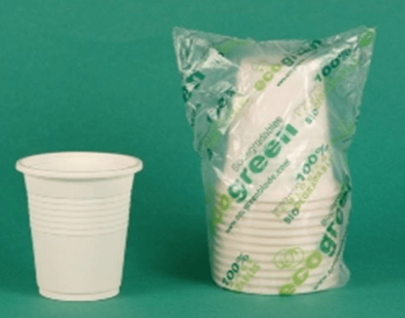 Vaso desechable en almidón maíz biodegradable mediano 178ml (6 onz) paquete  25und