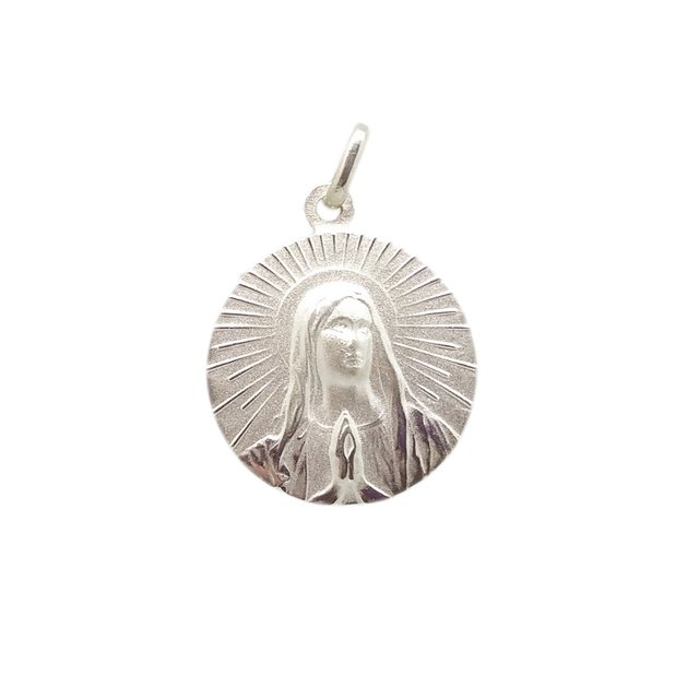 Medalla Virgen María - Plata Blanca 925 - 22mm