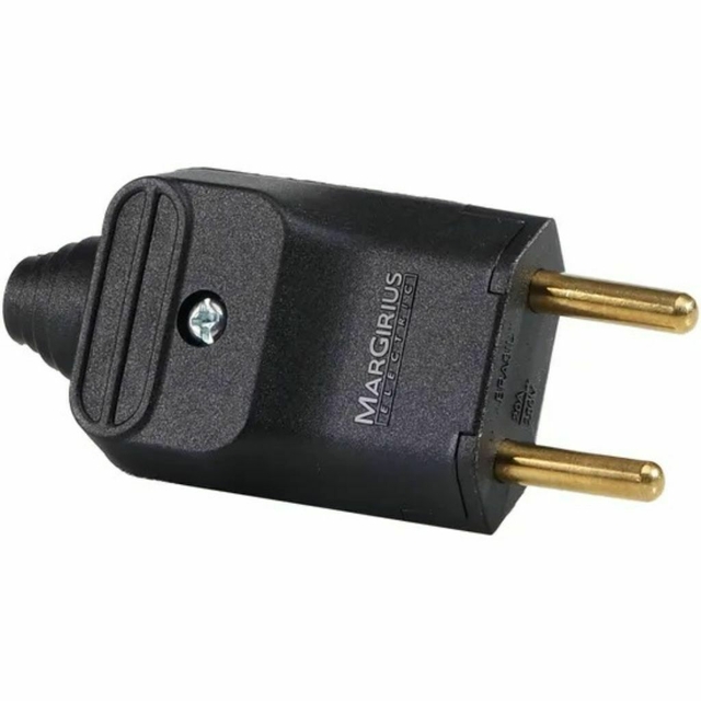 Plug 2 Pinos 20A Macho PLD2 Preto Margirius