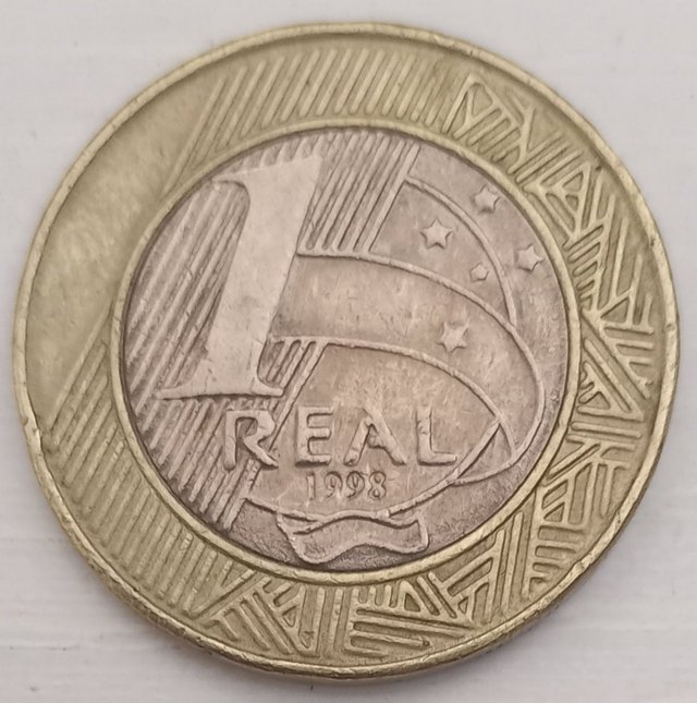 Moeda do Brasil - 1 Real - 1998 com a letra P ( PROVA )