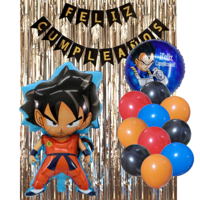 Combo Cumpleaños Globos Goku Dragon Ball Z Tematica Deco