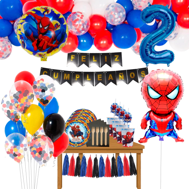 Combo Cumpleaños Kit Globos Spiderman Decoración