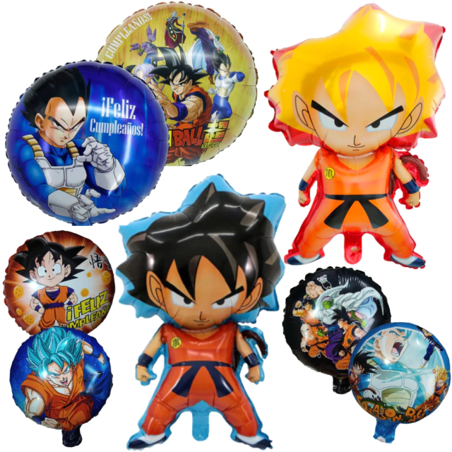 Combo Globos Feliz Cumple Deco Dragon Ball Z Goku