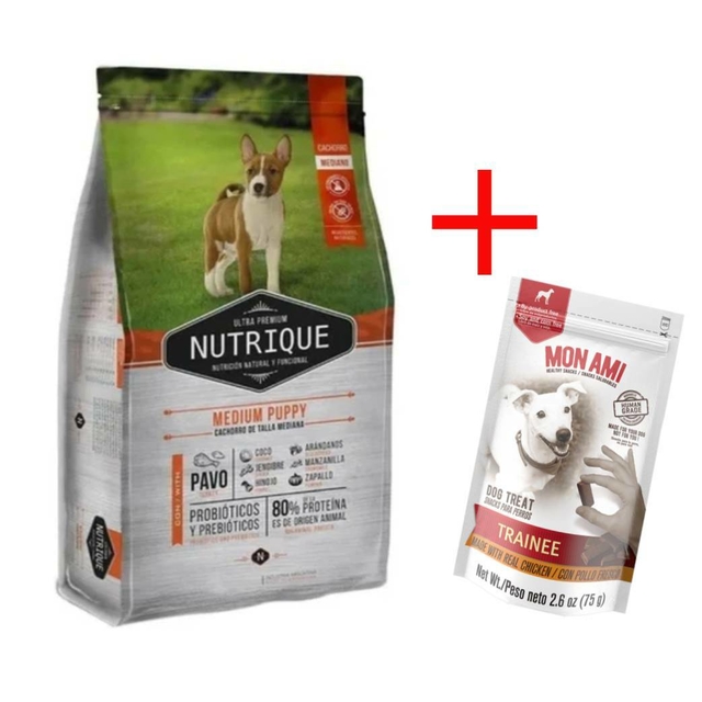 Nylon Lógicamente carpeta Alimento Premium Nutrique Perro Cachorro Medianos 3 Kg + Snack