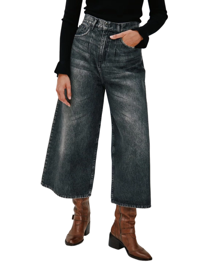 entrenador Normalización mezcla Pantalon Jean Mujer Etiqueta Negra Ancho Corto (30940)