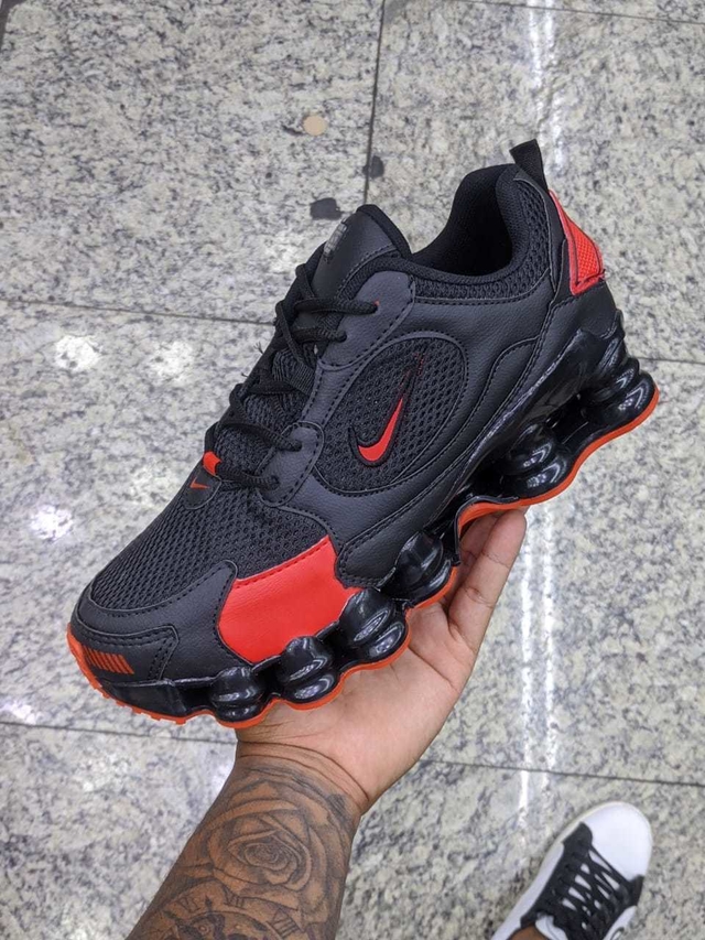 Nike shox 12 molas preto/vermelho lançamento