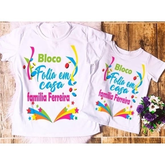 Camiseta Família Carnaval #emcasa - Monte seu Kit