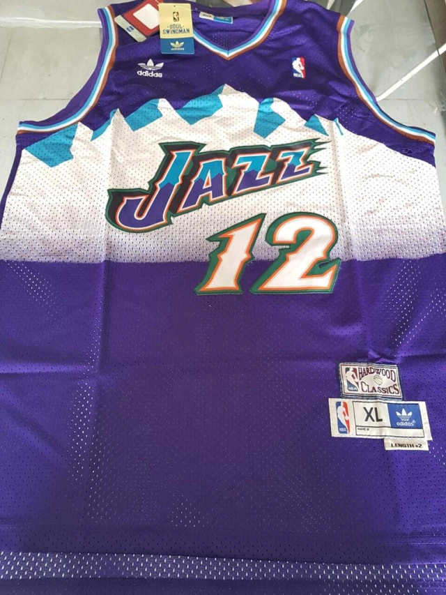 Camiseta Basquet Adidas Retro Utah Jazz Violeta Stockton #12