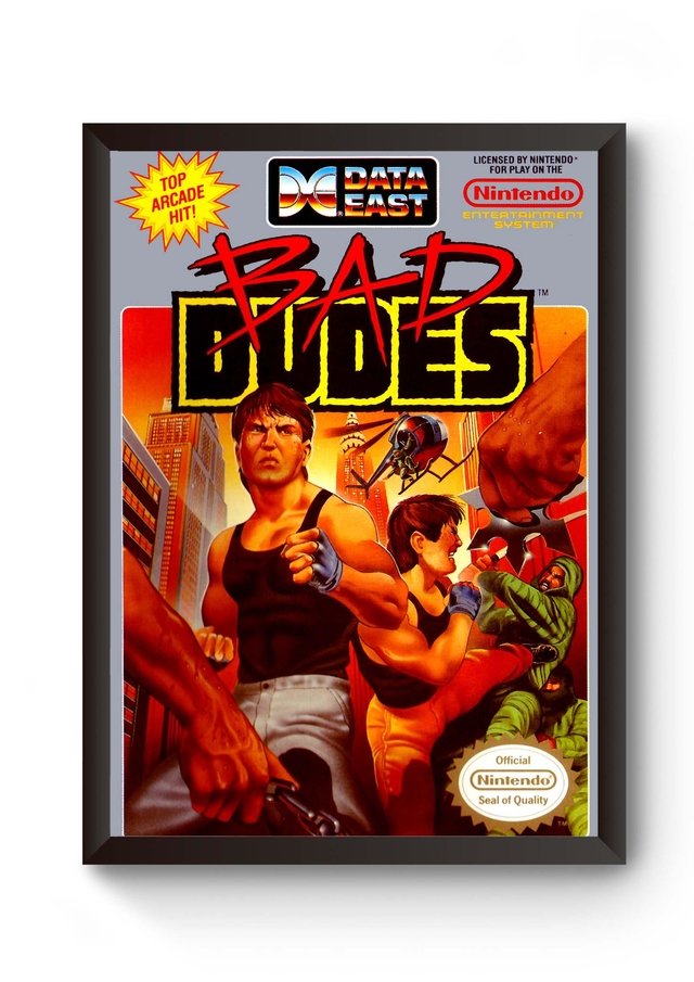 Quadro Capa Bad Dudes Nintendinho Poster Moldurado