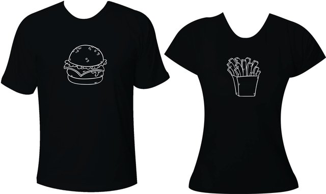 Camiseta Casal Namorado Hamburguer e Batata Frita