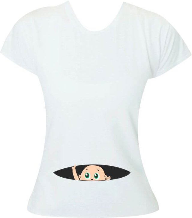 Camiseta Gestante Bebê espiando na barriga - Menino