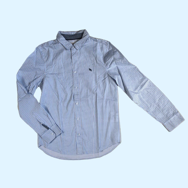 Camisa manga larga rayada celeste y blanca H&M - 12-13A