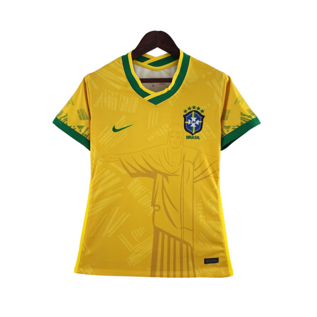 Camisa Seleção Brasileira Edição Especial Cristo Redentor Torcedor Nike  Feminina - Amarela