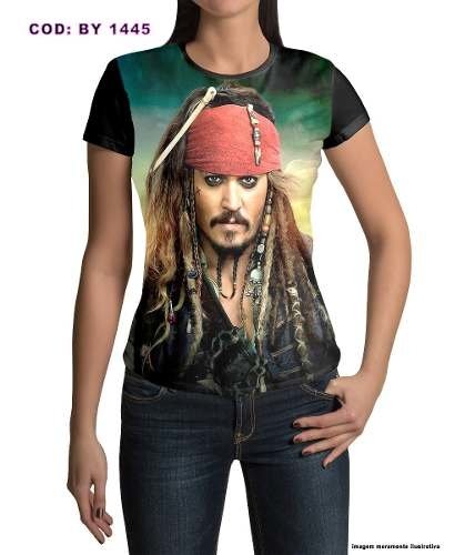 Camiseta Baby Look Capitão Jack Sparrow Piratas Do Caribe
