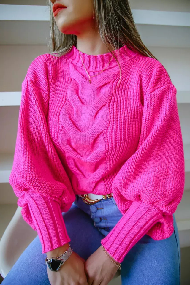 Blusa tricot rosa neon teresa - Comprar em FASHION UP!