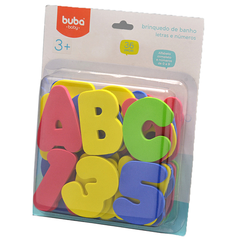Brinquedo de Banho Letras e Números 36 pças - Buba