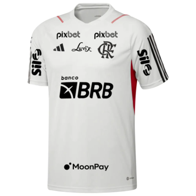 Camisa Treino Flamengo 23/24 + Patrocínio s/n° Torcedor Adidas Masculina -  Branco