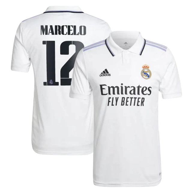 Camisa Real Madrid Home 22/23 Marcelo 12 Torcedor Adidas Masculino - Branco