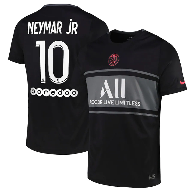 Camisa Paris Saint-Germain Third 21/22 Neymar Jr 10 Torcedor Nike Masculino  - Preto