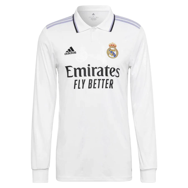 Camisa Real Madrid Home 22/23 s/nº Torcedor Adidas Manga Longa Masculina -  Branco