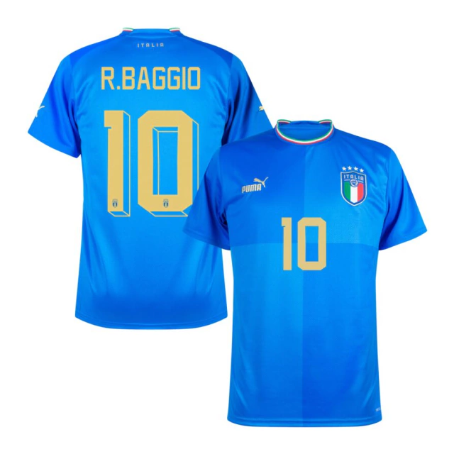 Camisa Seleção Itália Home 22/23 R.Baggio 10 Torcedor Puma Masculina - Azul