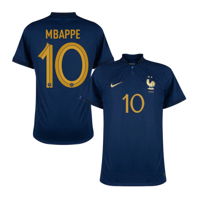 Camisa Seleção França Home 2022 Mbappé 10 Torcedor Nike Masculina - Azul