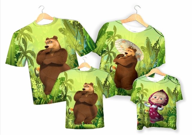 Personalizados Família - 3 camisetas - Masha e o Urso