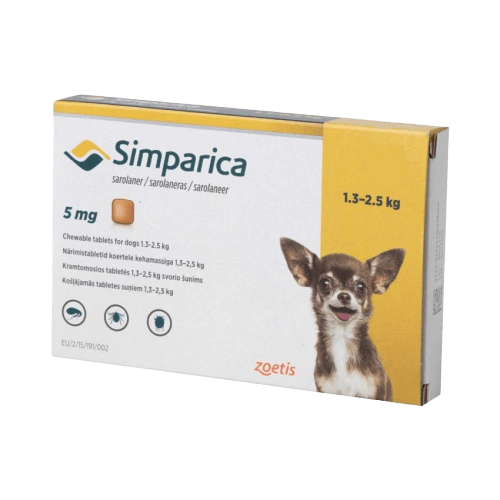 Simparica Anti pulgas y garrapatas para perro 1,3 a 5kg