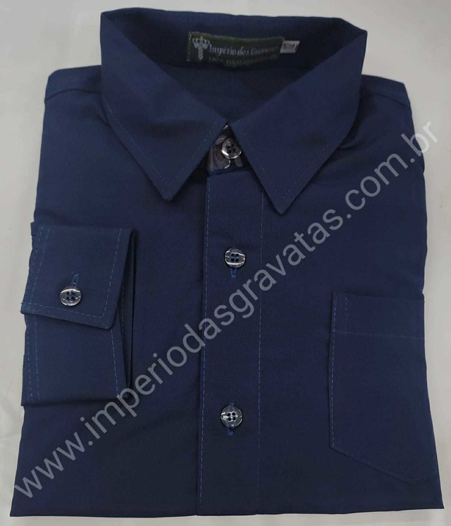 Camisa Social Infantil - Azul Marinho - COD: PX639