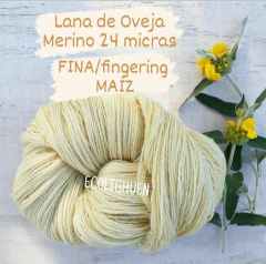 LANA de Oveja MERINO 24 micras FINA / fingering con TINTES NATURALES-100 grs - Ecolighuen