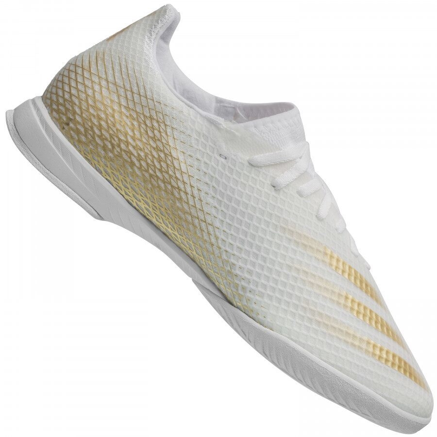 Chuteira Futsal Adidas X Ghosted.3 In Branco e Dourado - 49751