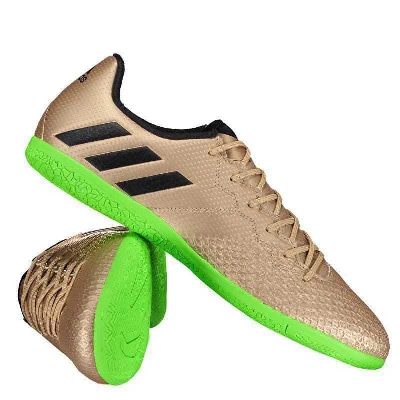 Chuteira Futsal Adidas Messi 16.3 IN Dourada e Verde - 41606