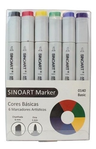 Marcador Artístico Sinoart Marker 06 Cores Básicas 0140