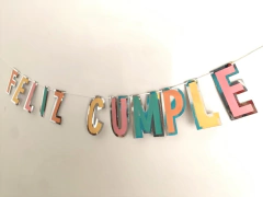 Guirnalda Feliz cumple Pastel y plateado