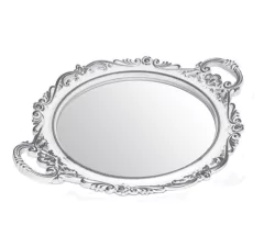 Bandeja Espejada Redonda Plateada - comprar online