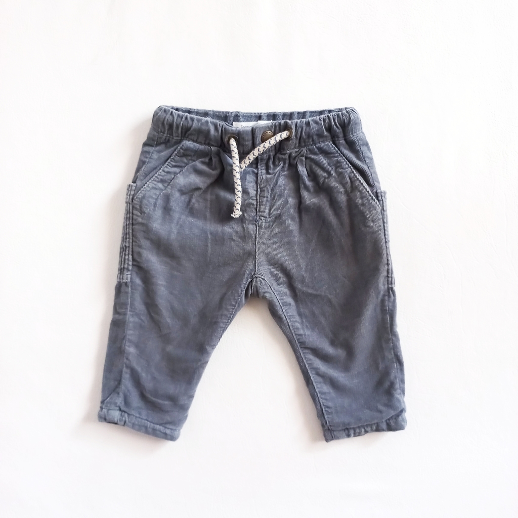 PANTALON CORDEROY FORRADO ALGODÓN GRIS - ZARA - TALLE 3/6 MESES